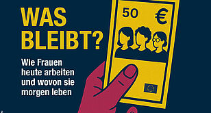 Cover der Kampagne "Was bleibt" eine Hand hält einen Geldschein