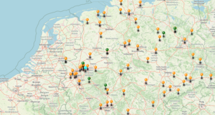 Deutschlandkarte mit Markierungen von Frauen*Streik-Orten