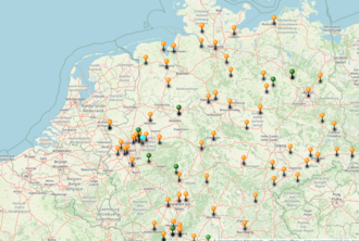 Deutschlandkarte mit Markierungen von Frauen*Streik-Orten