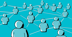 Menschliche Figuren in einem Netzwerk verbunden